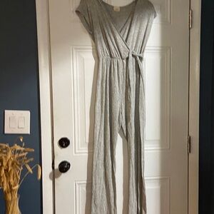 Caution To The Wind Light Gray Wrap-Front Maxi Dress